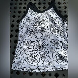 Black & White Rose Print Tank Top
